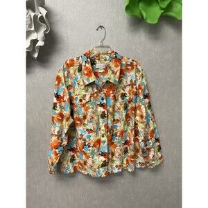 CJ Banks Orange Multi Button Down Blazer Size 3X